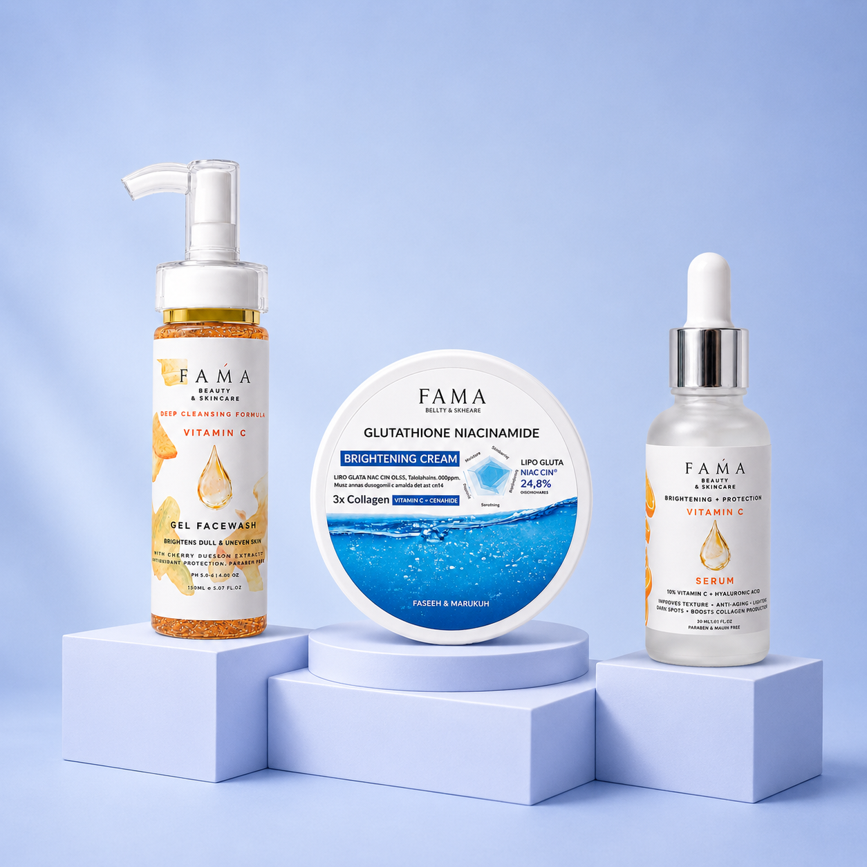 Vitamin C Facewash + Vitamin C Serum + Glutathione Cream (Sooth In Toner - Free)