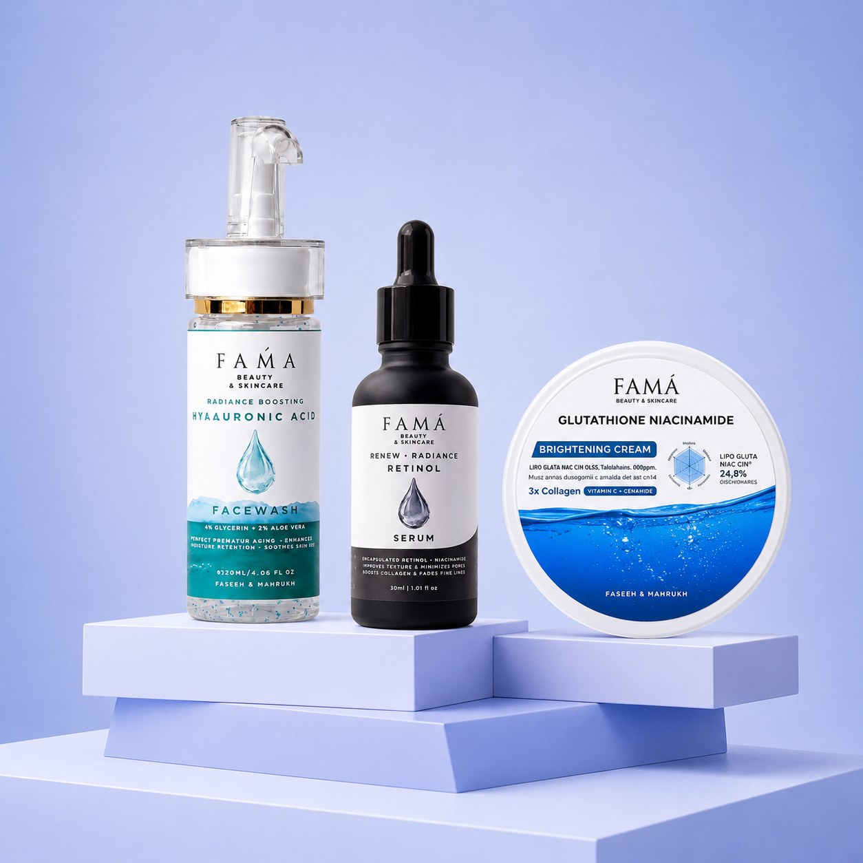 Hyaluronic Acid Facewash + Retinol Serum + Glutathione Cream (Sooth In Toner - Free)